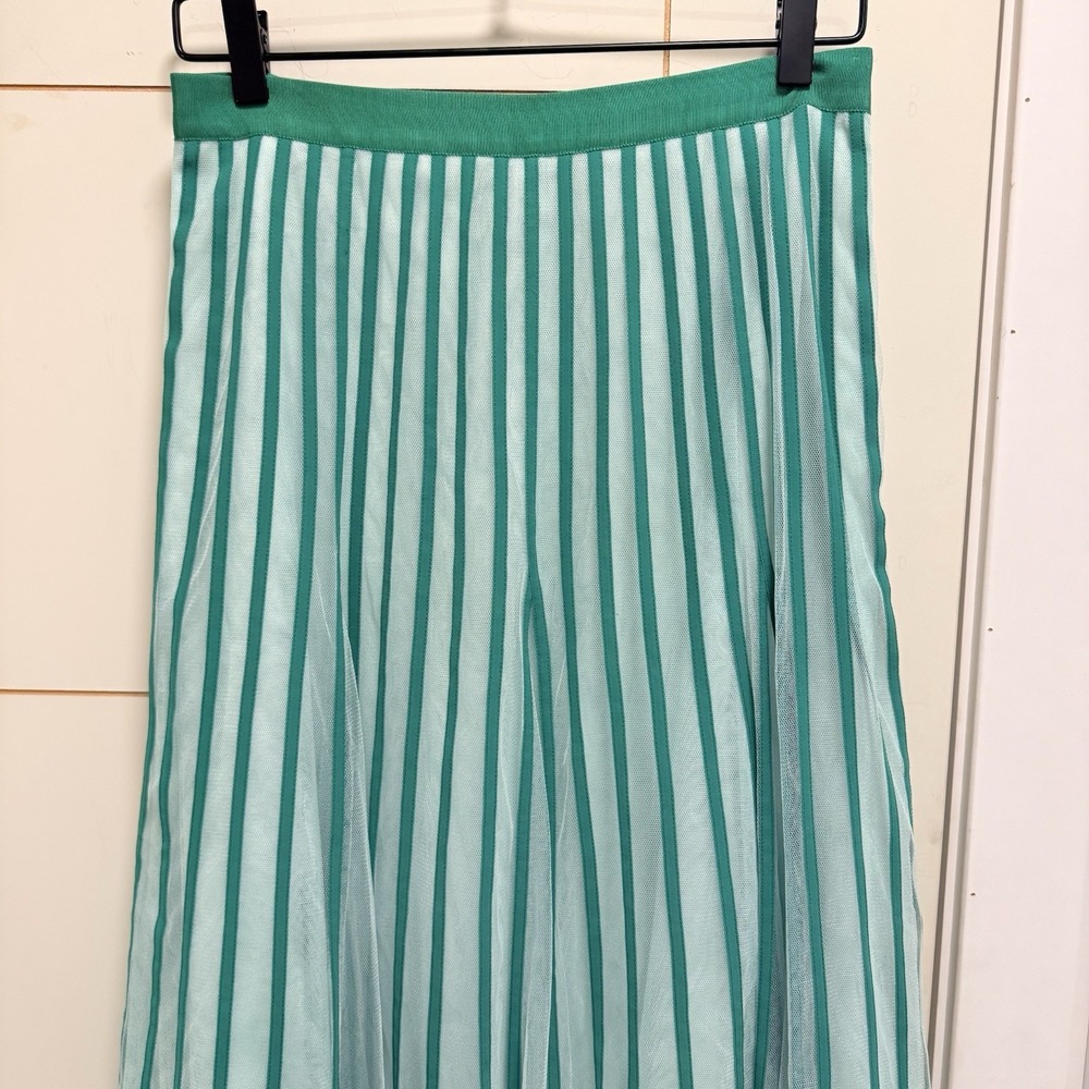 ME + EM Green Tulle Maxi Skirt Striped Fairy Sz 6 Original $495. - Picture 2 of 9